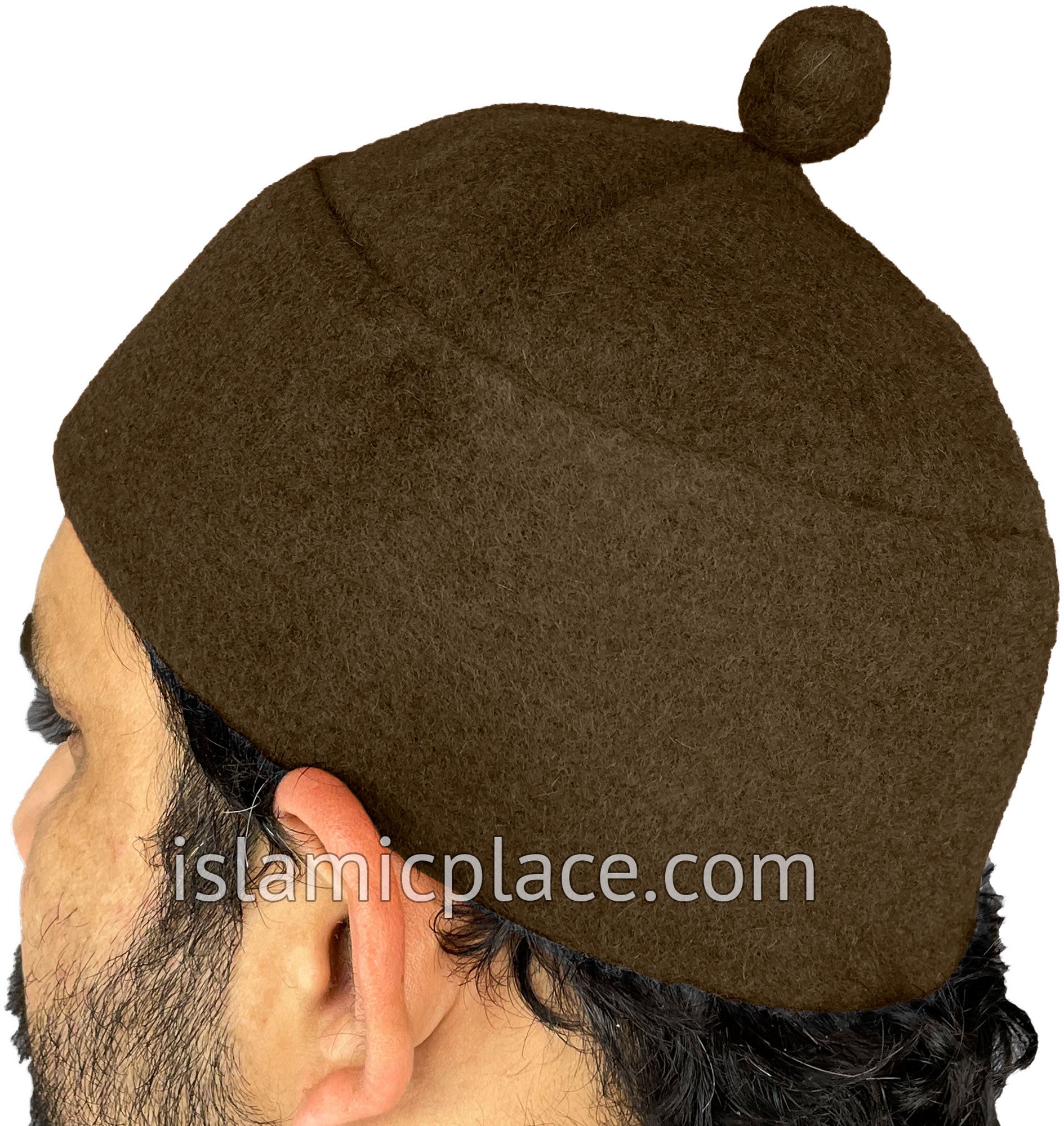 Solid Brown  - Winter Wool Ayyub Style Kufi