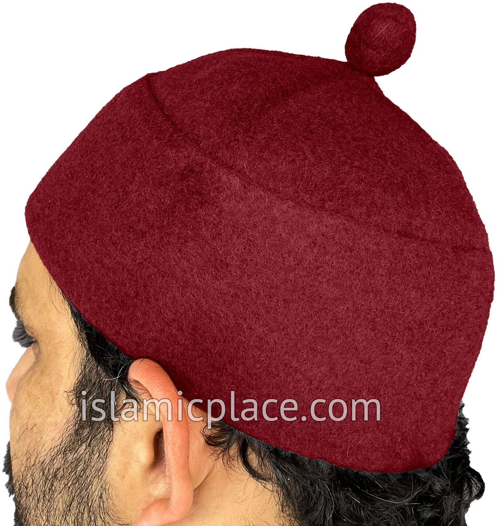 Solid Burgundy  - Winter Wool Ayyub Style Kufi