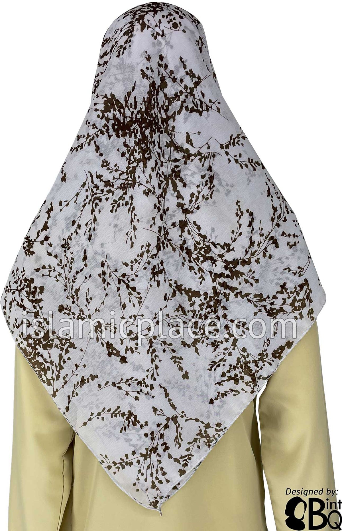 Brown Vines on Lilac - 45&quot; Square Printed Khimar