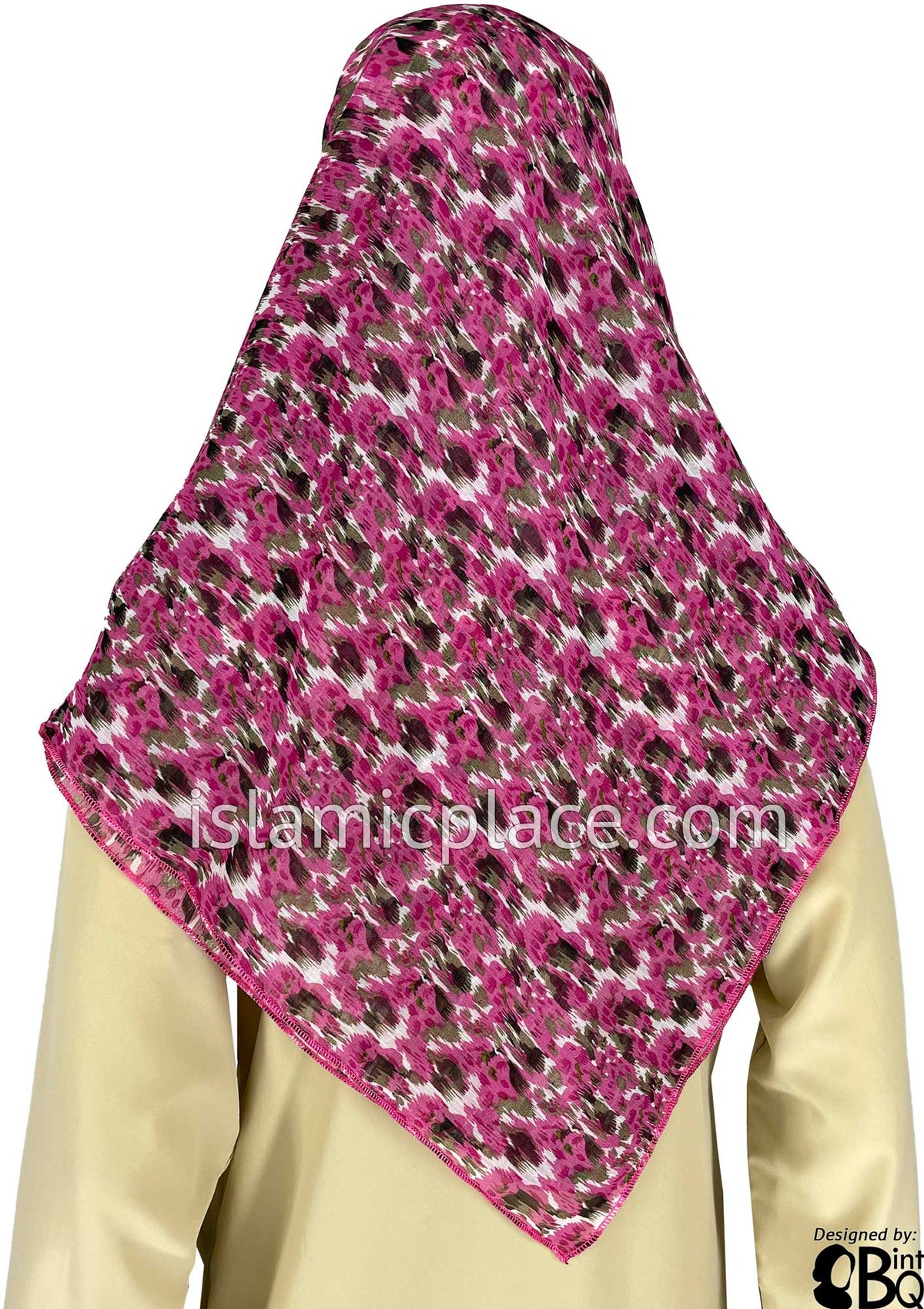 Pink, Brown, White and Oyster Abstract Cheetah Print - 45&quot; Square Printed Khimar