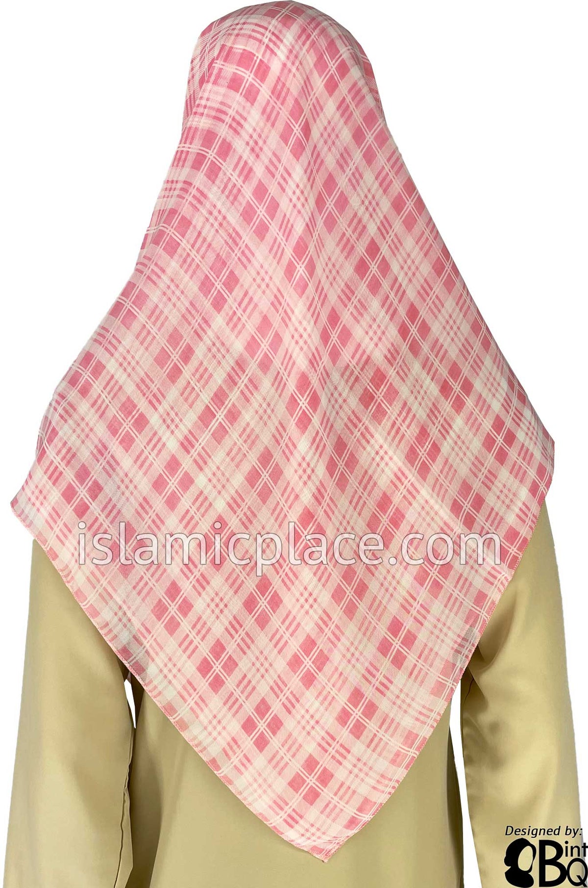 Soft Pastel Shades of Pink Plaid - 45&quot; Square Printed Khimar