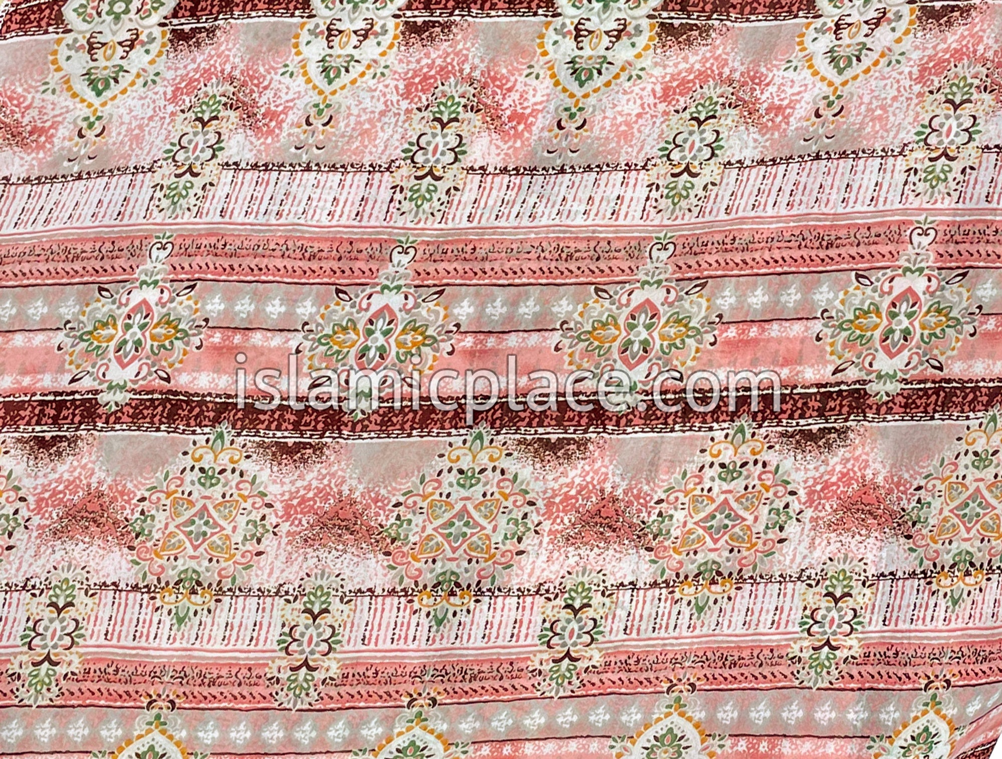 Peach, White, Burgundy and Green Victorian Design - 45" Square Printed Khimar