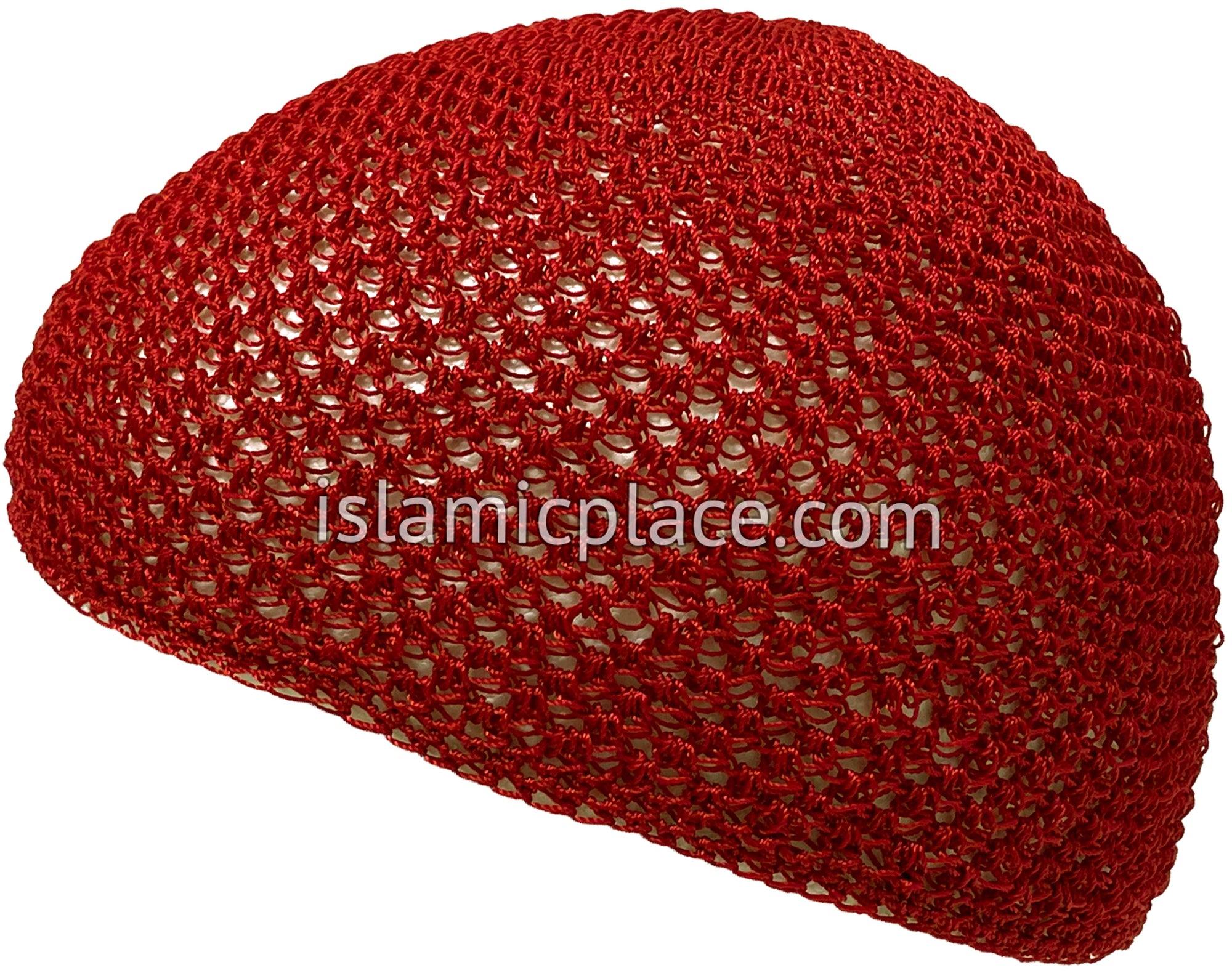 Red - Nylon Knitted Solid Kufi