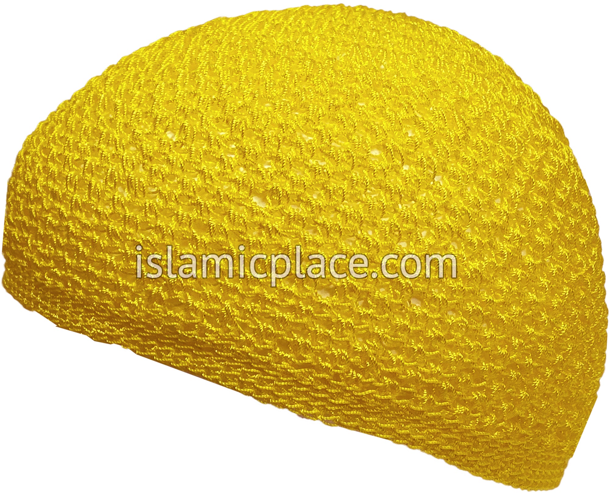 Yellow - Nylon Knitted Solid Kufi