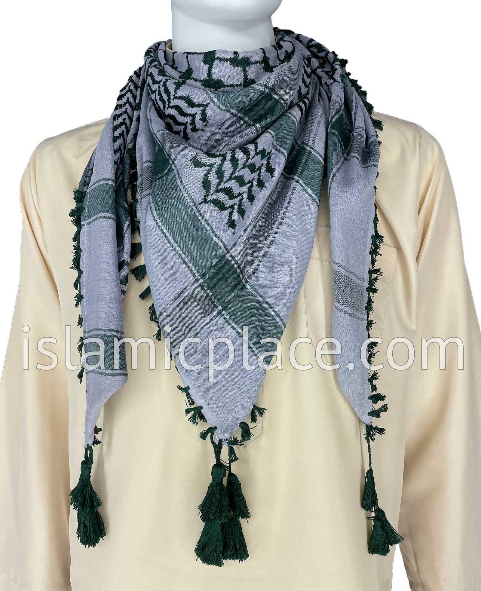 Lilac and Dark Green - Traditional Style Men Scarf Kifaya