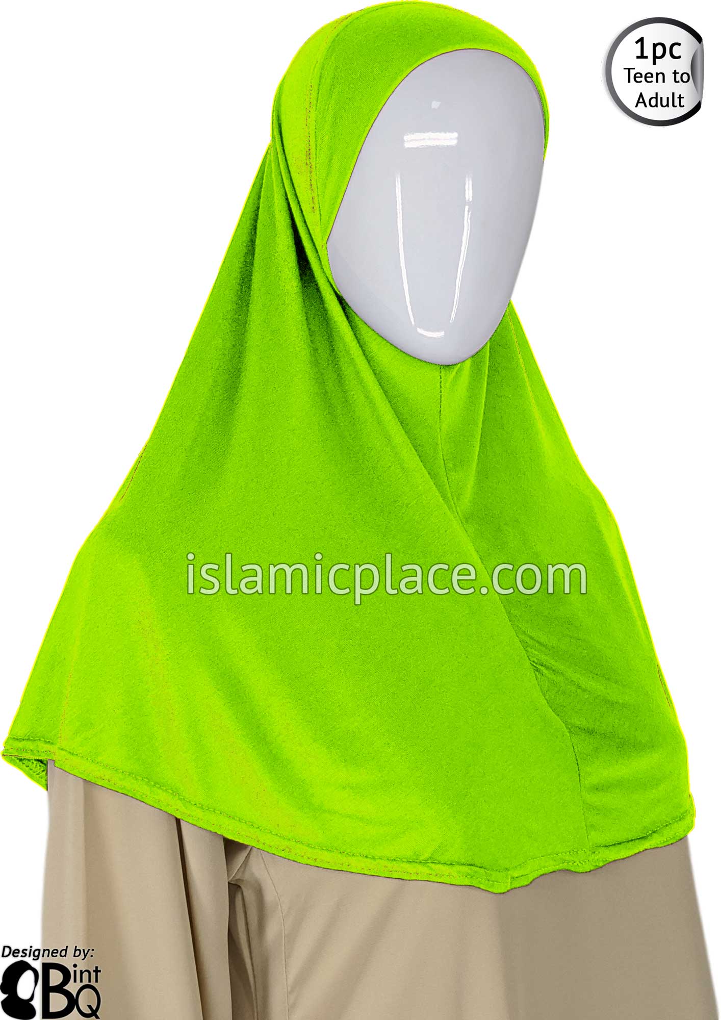 Lime Green - Plain Teen to Adult (Large) Hijab Al-Amira (1-piece style)