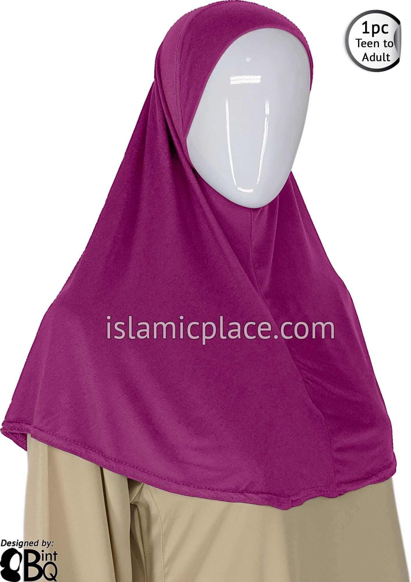 Cabaret Pink - Plain Teen to Adult (Large) Hijab Al-Amira (1-piece style)