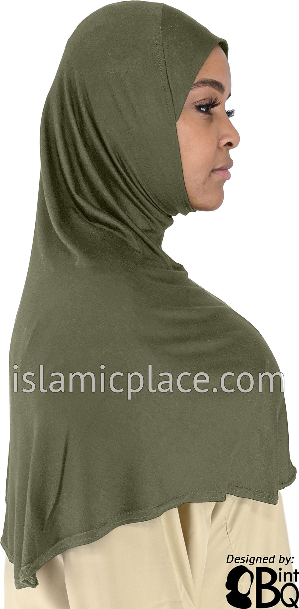 Camouflage Green - Plain Adult (X-Large) Hijab Al-Amira (1-piece style)