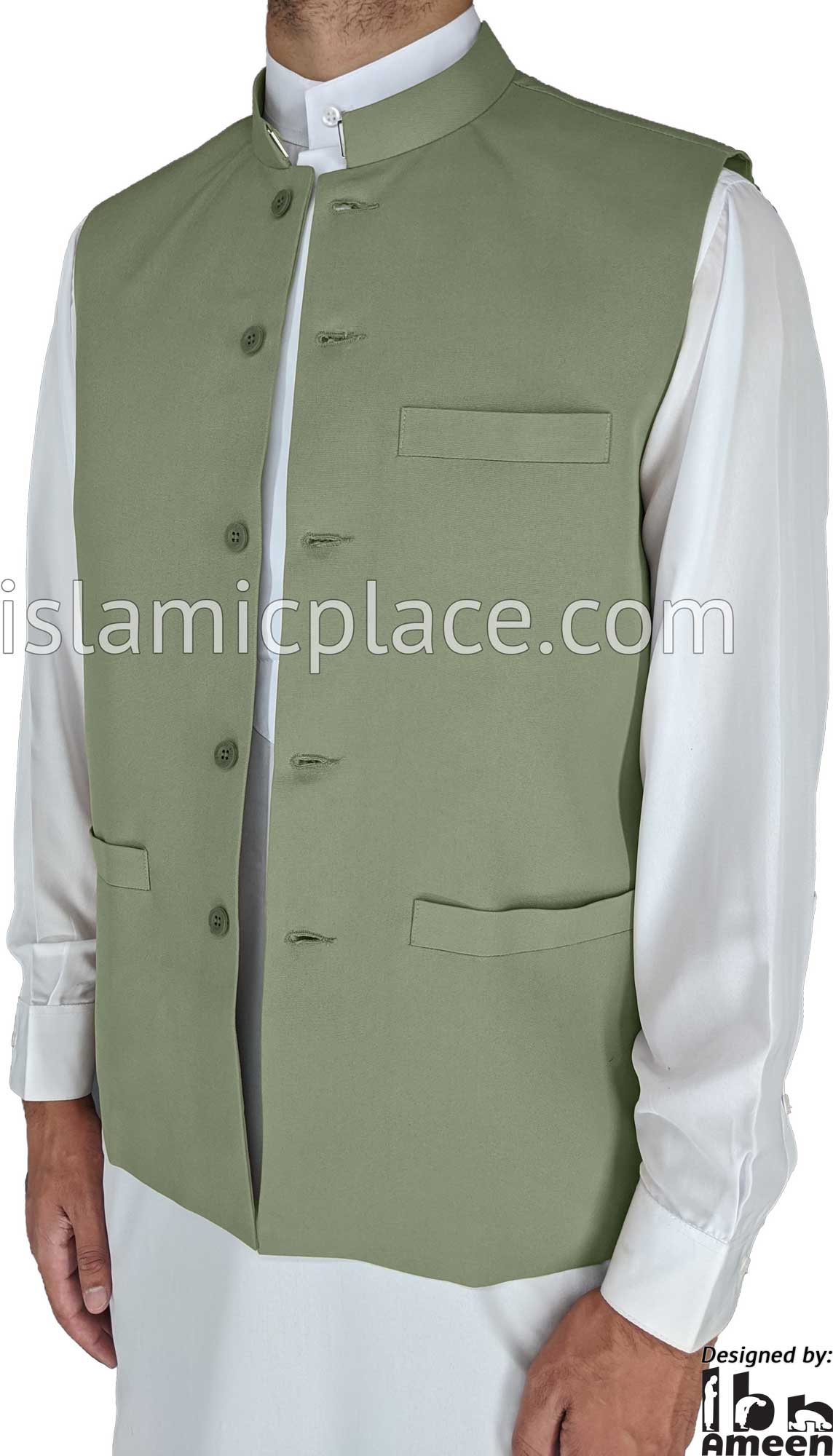 Sage Green - Shaykh Waistcoat Vest by Ibn Ameen