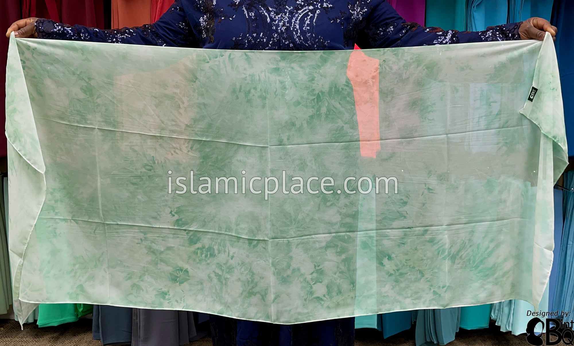 Mint Green - Tie Dye Georgette Shayla Long Rectangle Hijab 28"x70"