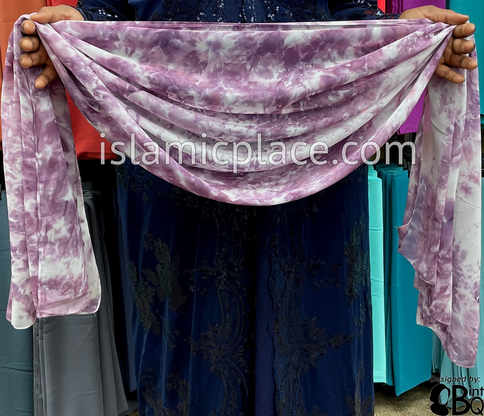 Light Plum - Tie Dye Georgette Shayla Long Rectangle Hijab 28"x70"