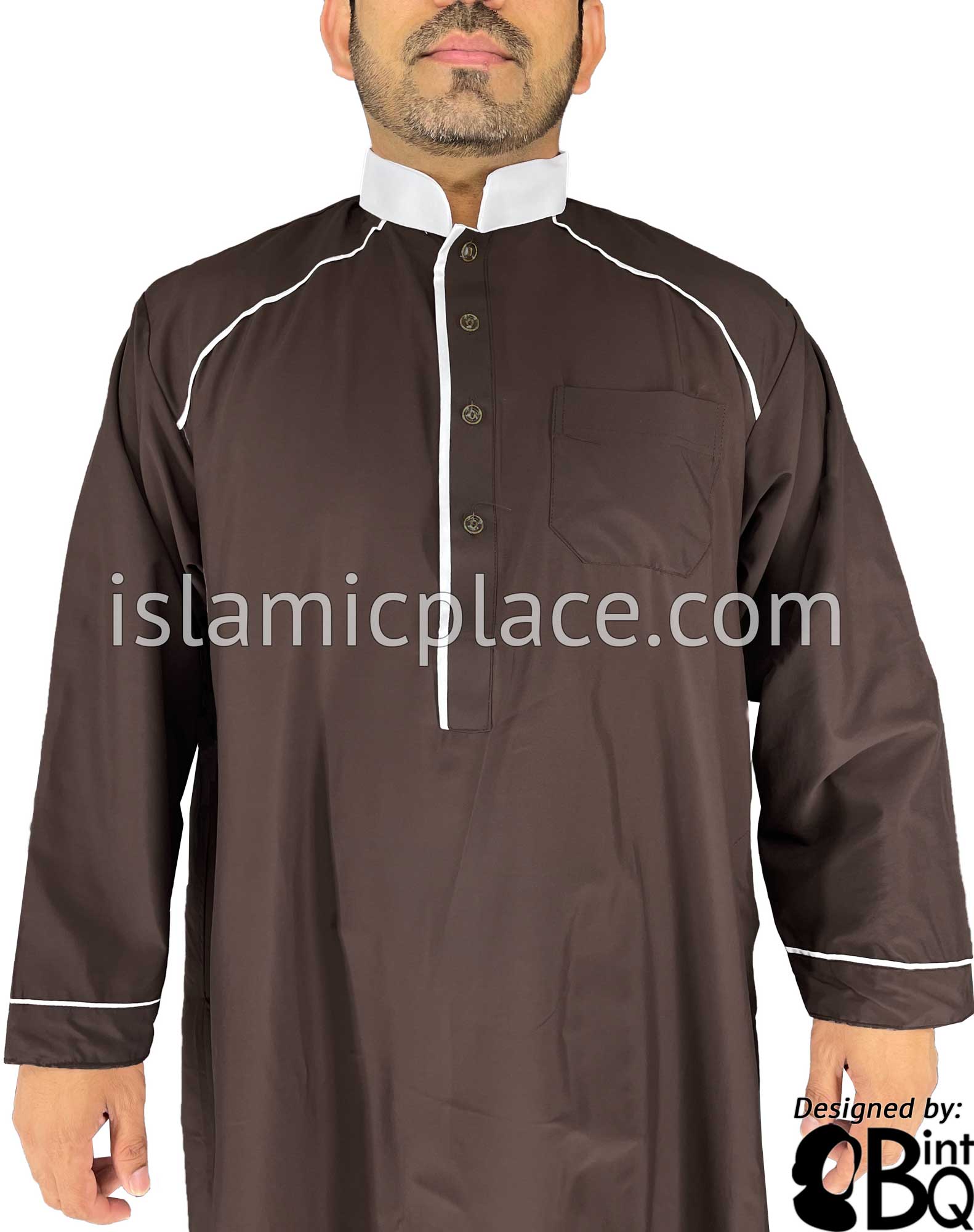 Brown - Affan Style Men Thob by Ibn Ameen