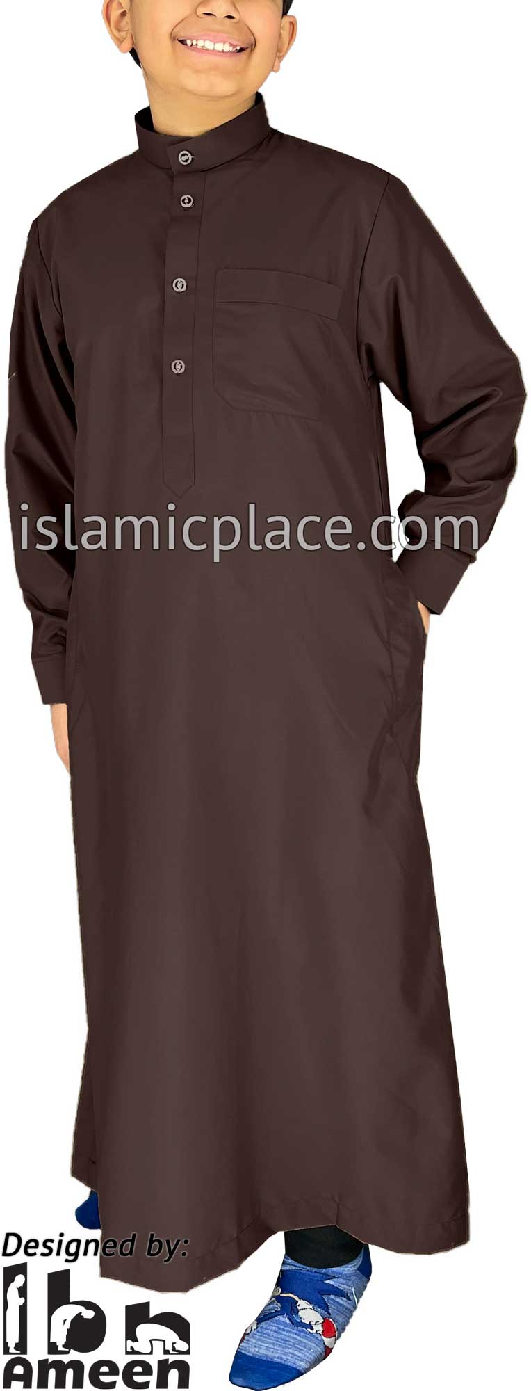 Brown - Boy&#39;s Aziz Style Men Saudi Thob by Ibn Ameen