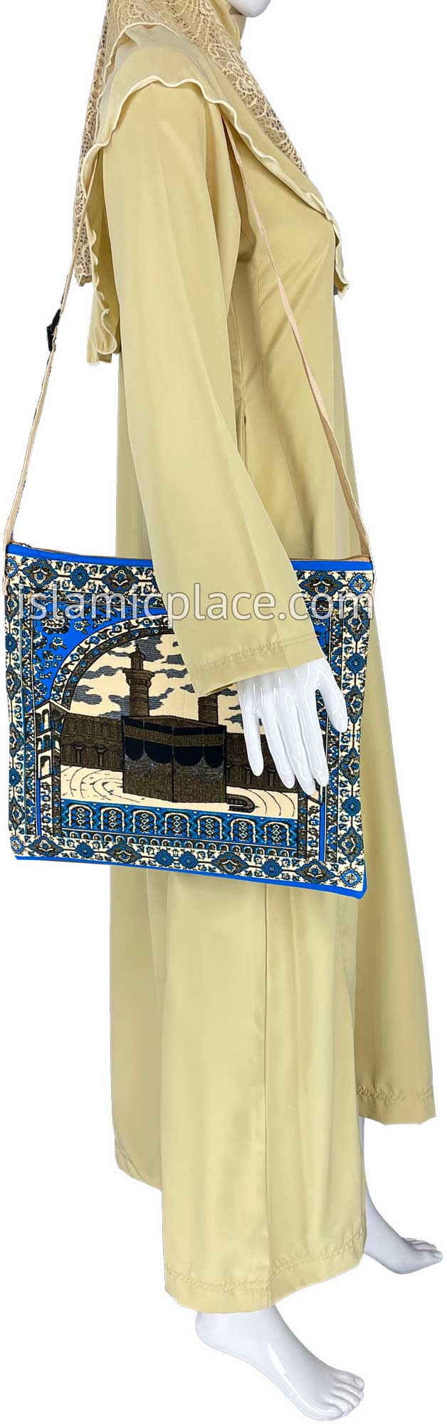 Blue - Kaba Design Prayer Rug with Matching Zipper Carrying Bag