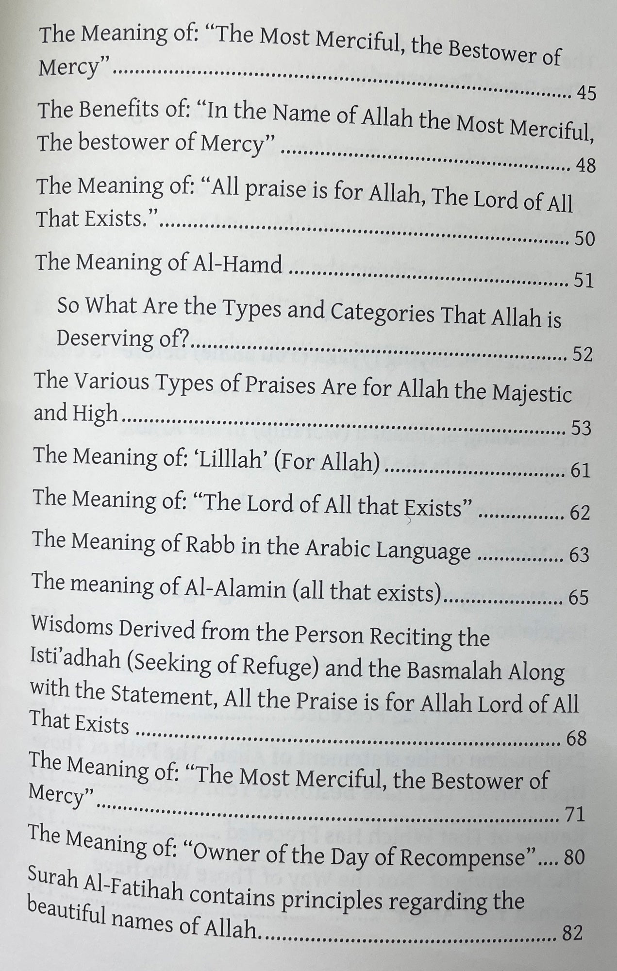 Explanation of & Contemplation Upon Al-Fatihah The Mother of the Book & Integral Aspect of the Prayer