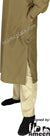 Dark Khaki - Men Saudi Ad-Daffah Plain Kameez by Ibn Ameen with Visible Buttons