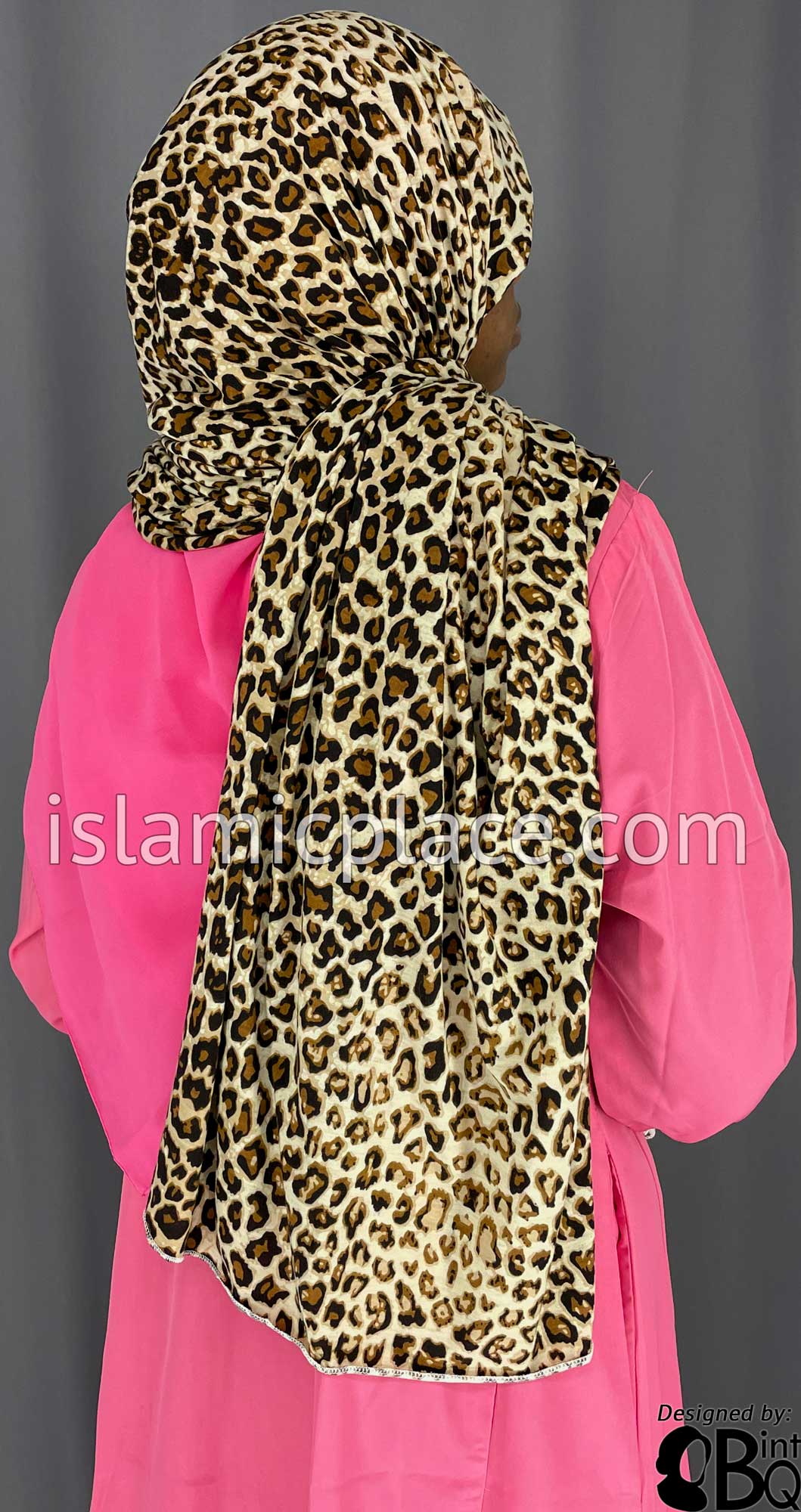 Dark Brown, Pumpkin and Tan Leopard Print - Print Jersey Shayla Long Rectangle Hijab 30&quot;x70&quot;