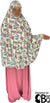 Ocean Green and Pink Paisley on Cream Base - Printed Overhead Khimar - Extra Long Knee Length