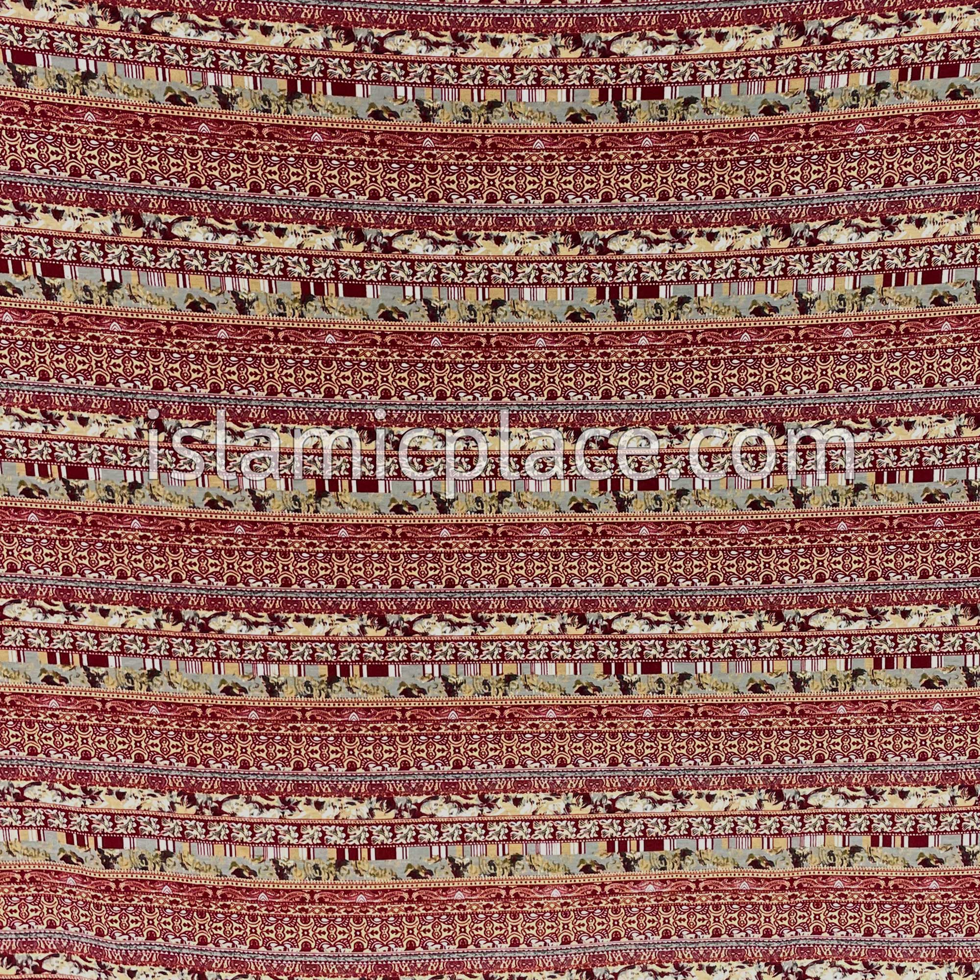 Burgundy, Gray and Tan Multi Pattern - Print Jersey Shayla Long Rectangle Hijab 30"x70"