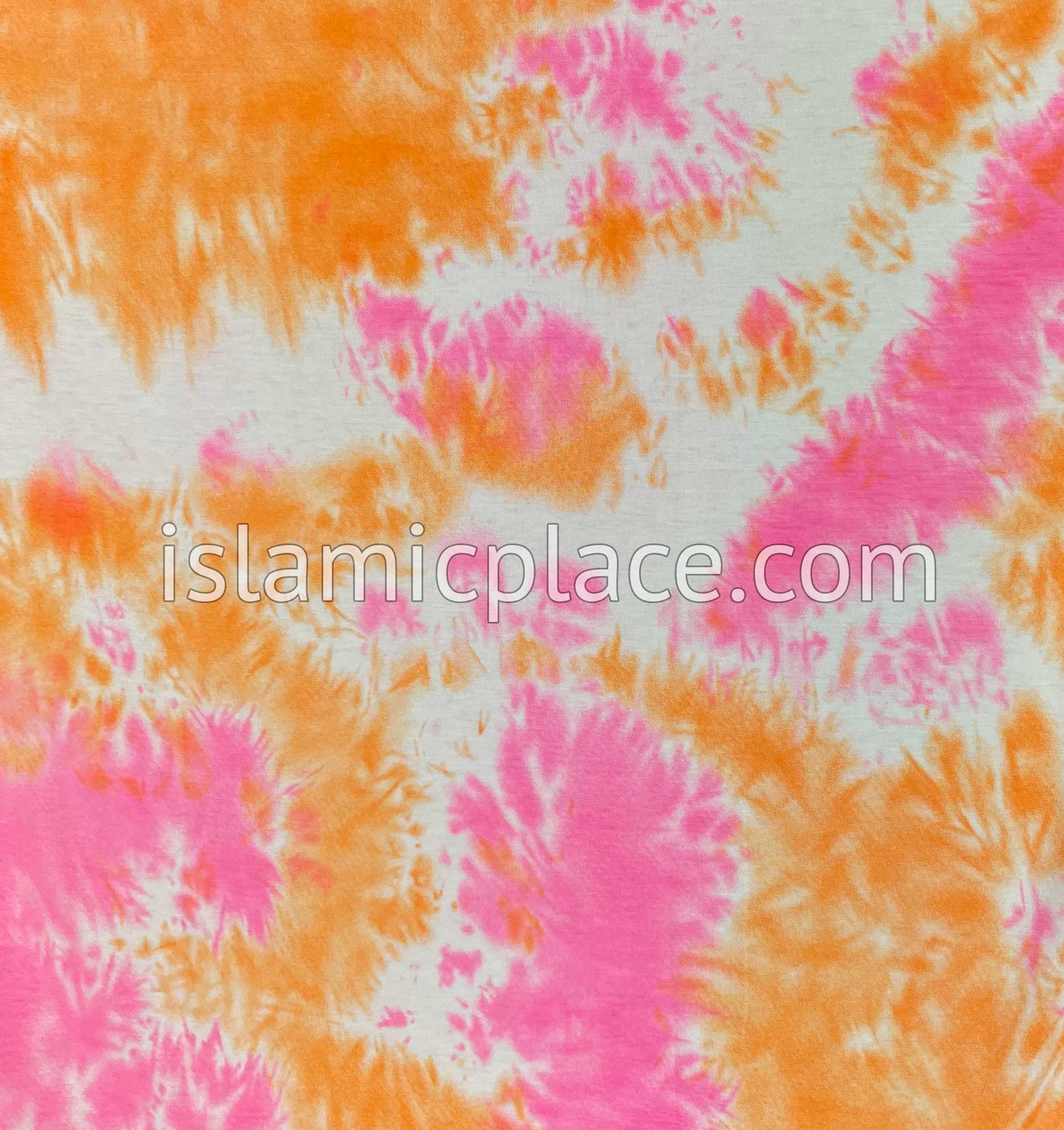 Orange, Pink and White Tie-Dye Design - Print Jersey Shayla Long Rectangle Hijab 30"x70"