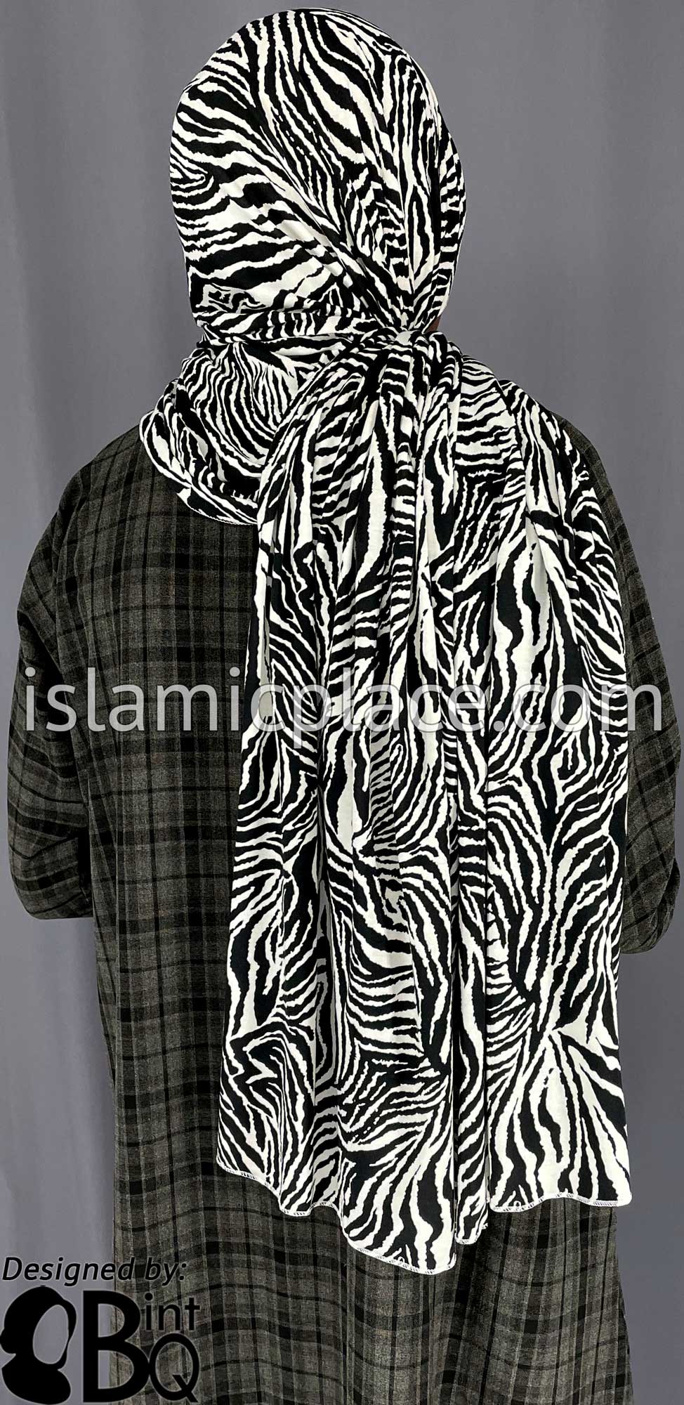 Black and White Zebra Print - Print Jersey Shayla Long Rectangle Hijab 30"x70"