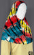 Teal Blue, Red, Yellow and Black Tie-Dye Design- Printed Teen to Adult (Large) Hijab Al-Amira (1-piece style)