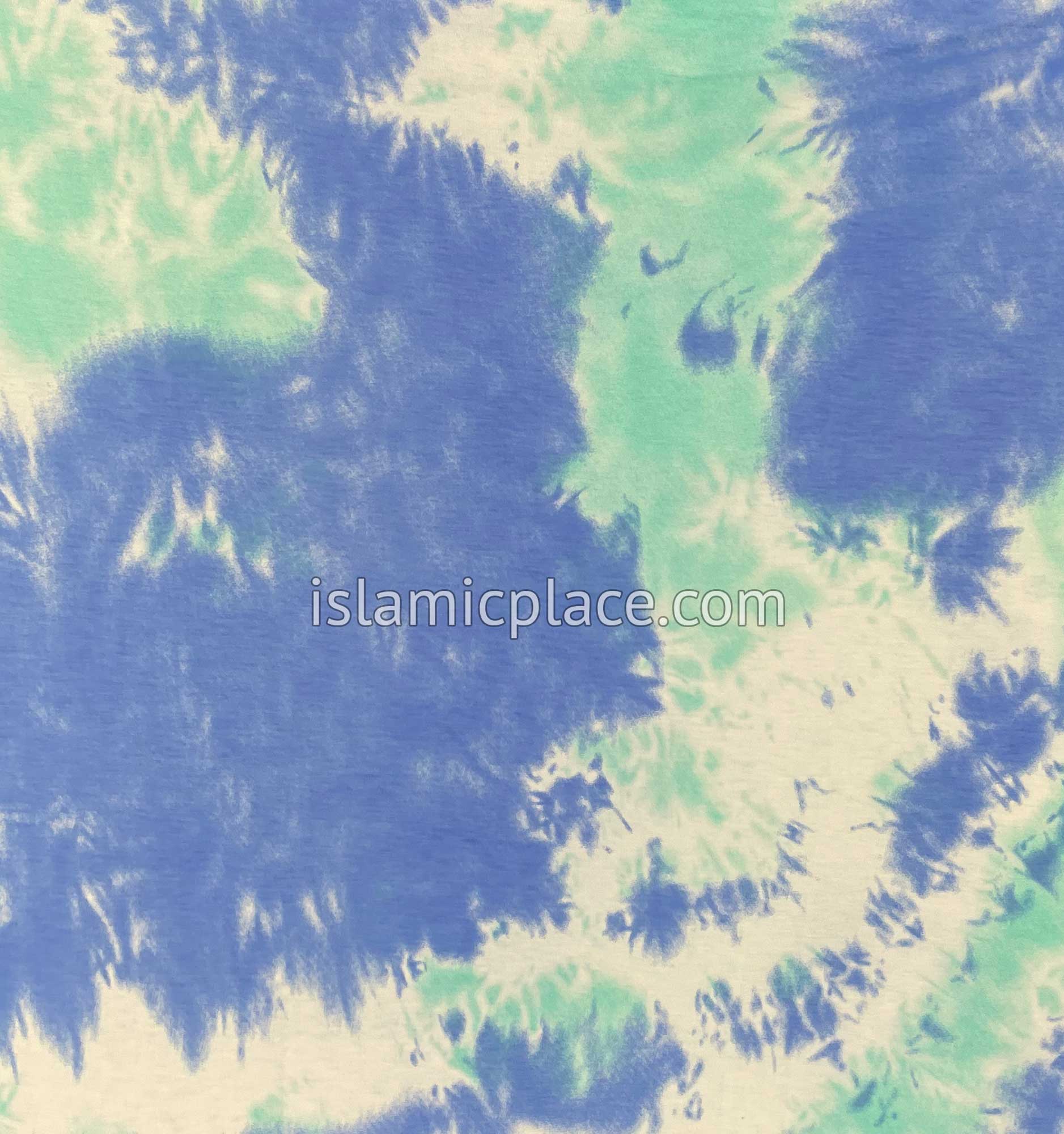 Blue, Ocean Green and White Tie-Dye Design - Printed Girl size (1-piece) Hijab Al-Amira