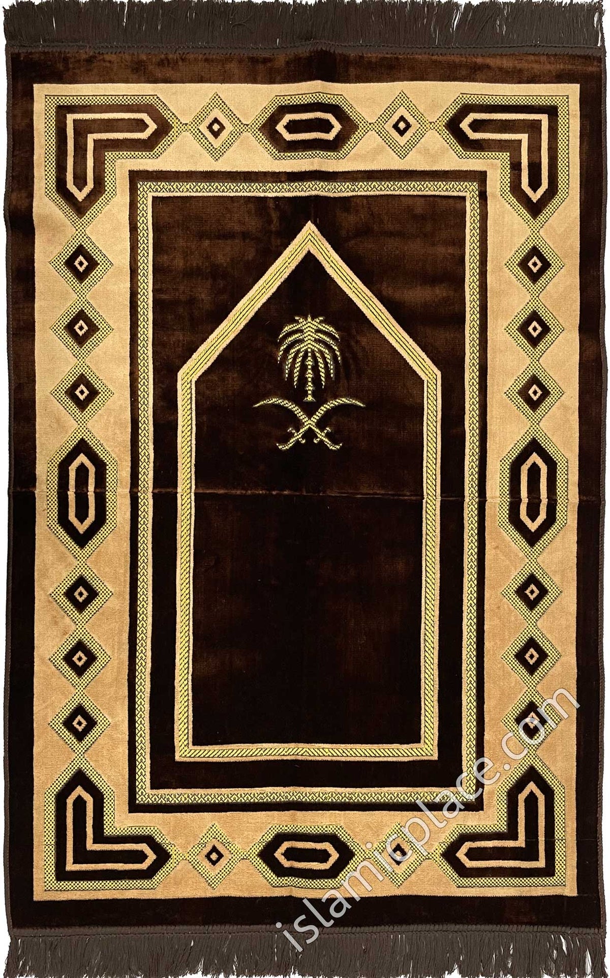 Brown Prayer Rug with Saudi Design (Big &amp; Tall size)