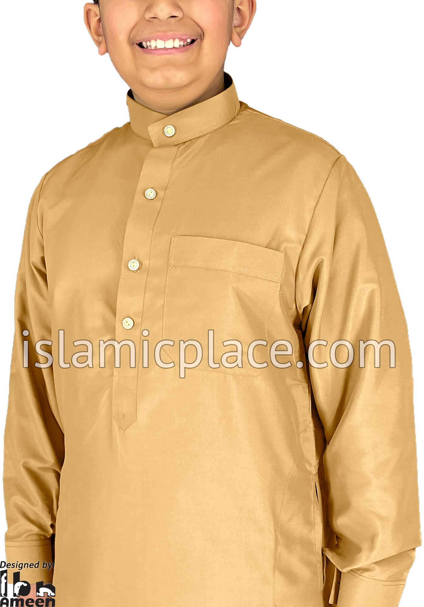 Sand - Boy's Saudi Ad-Daffah Plain Kameez by Ibn Ameen