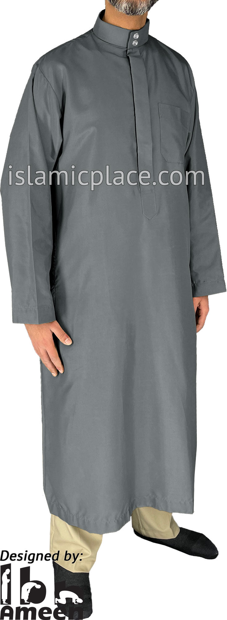 Charcoal Gray - Aziz Style Men Saudi Thob by Ibn Ameen