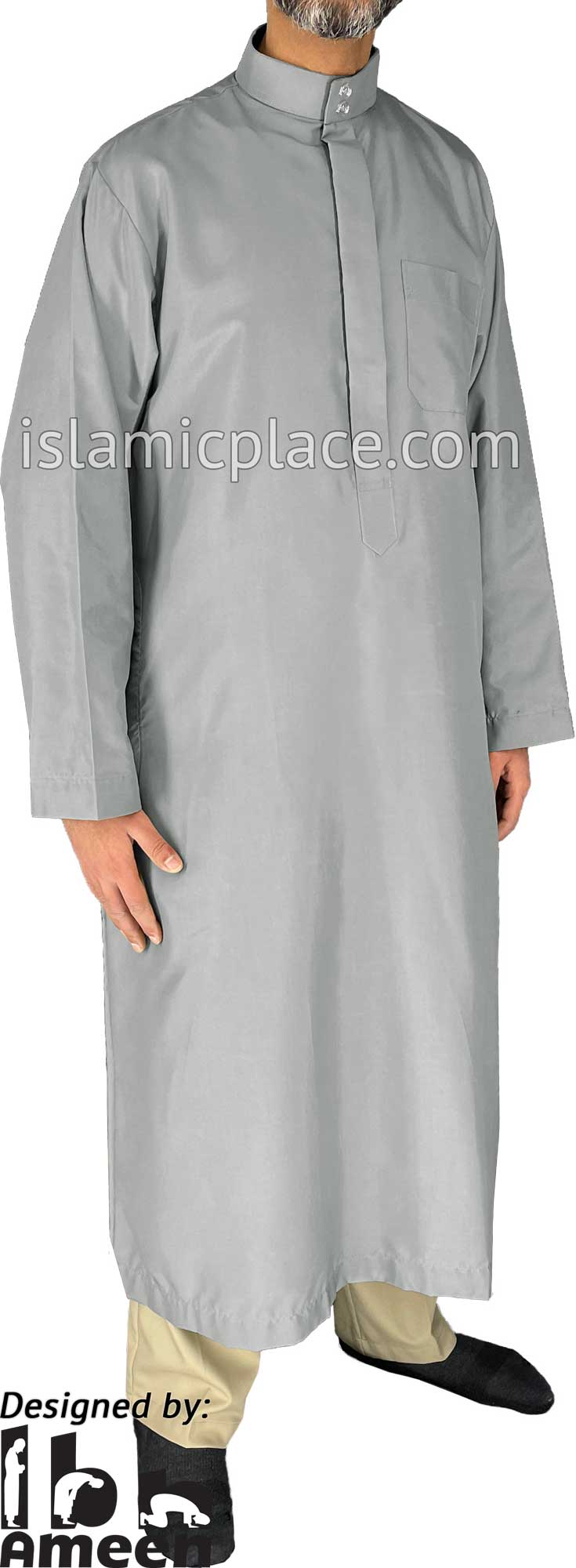 Silver Gray - Aziz Style Men Saudi Thob by Ibn Ameen