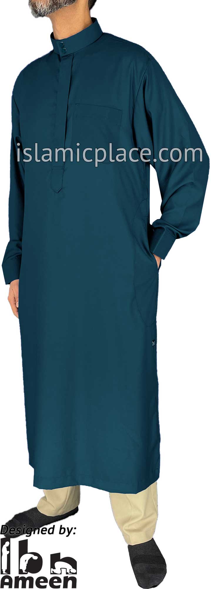 Dark Teal - Aziz Style Men Saudi Thob by Ibn Ameen