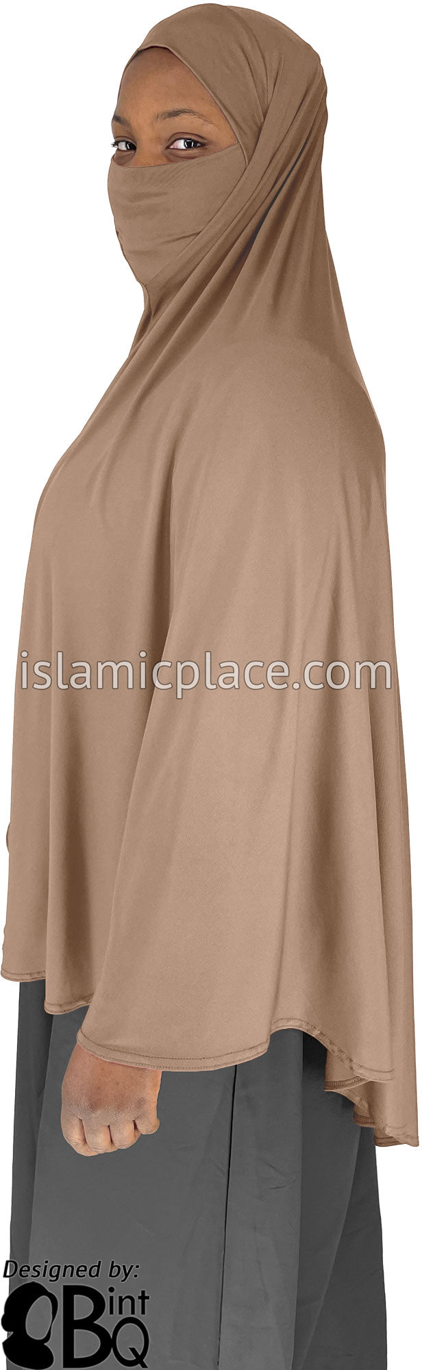 Oyster - Plain Overhead Khimar - Extra Long Knee Length - The Islamic Place