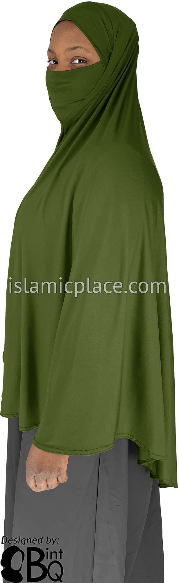 Fresh Olive - Plain Overhead Khimar - Extra Long Knee Length - The ...