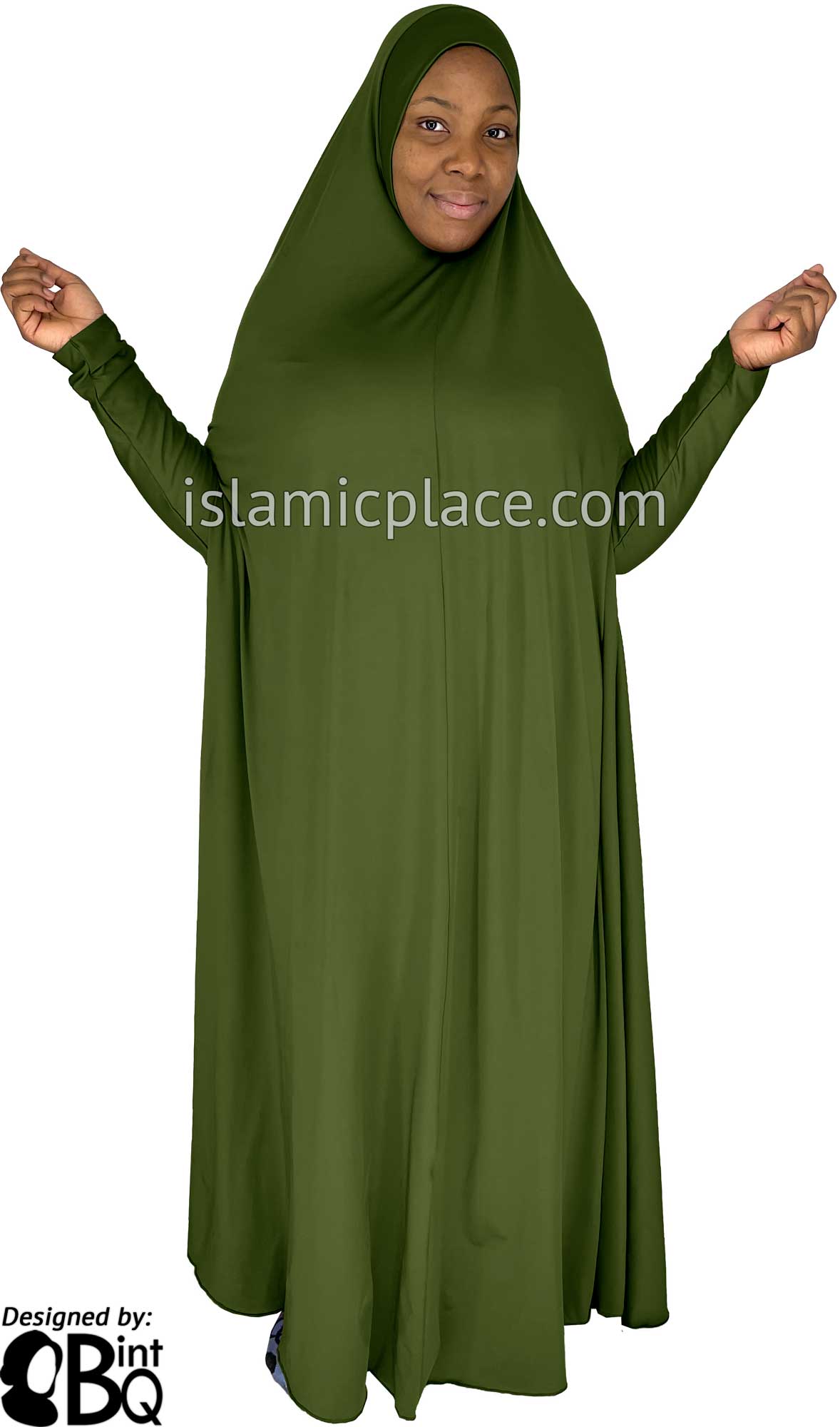 Fresh Olive - Plain Overhead Abaya with Cuffs