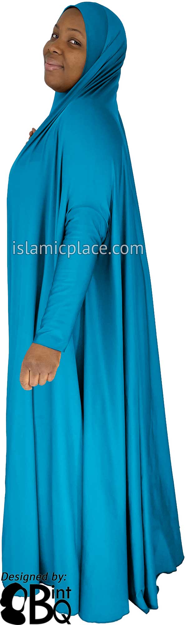 Teal Blue - Plain Overhead Abaya with Cuffs