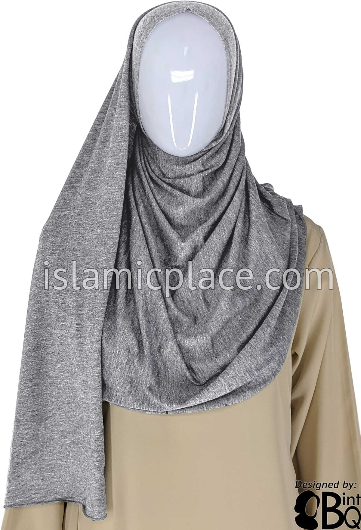 Light Heather Gray Plain - Jamila Jersey Shayla Long Rectangle Hijab 30&quot;x70&quot;