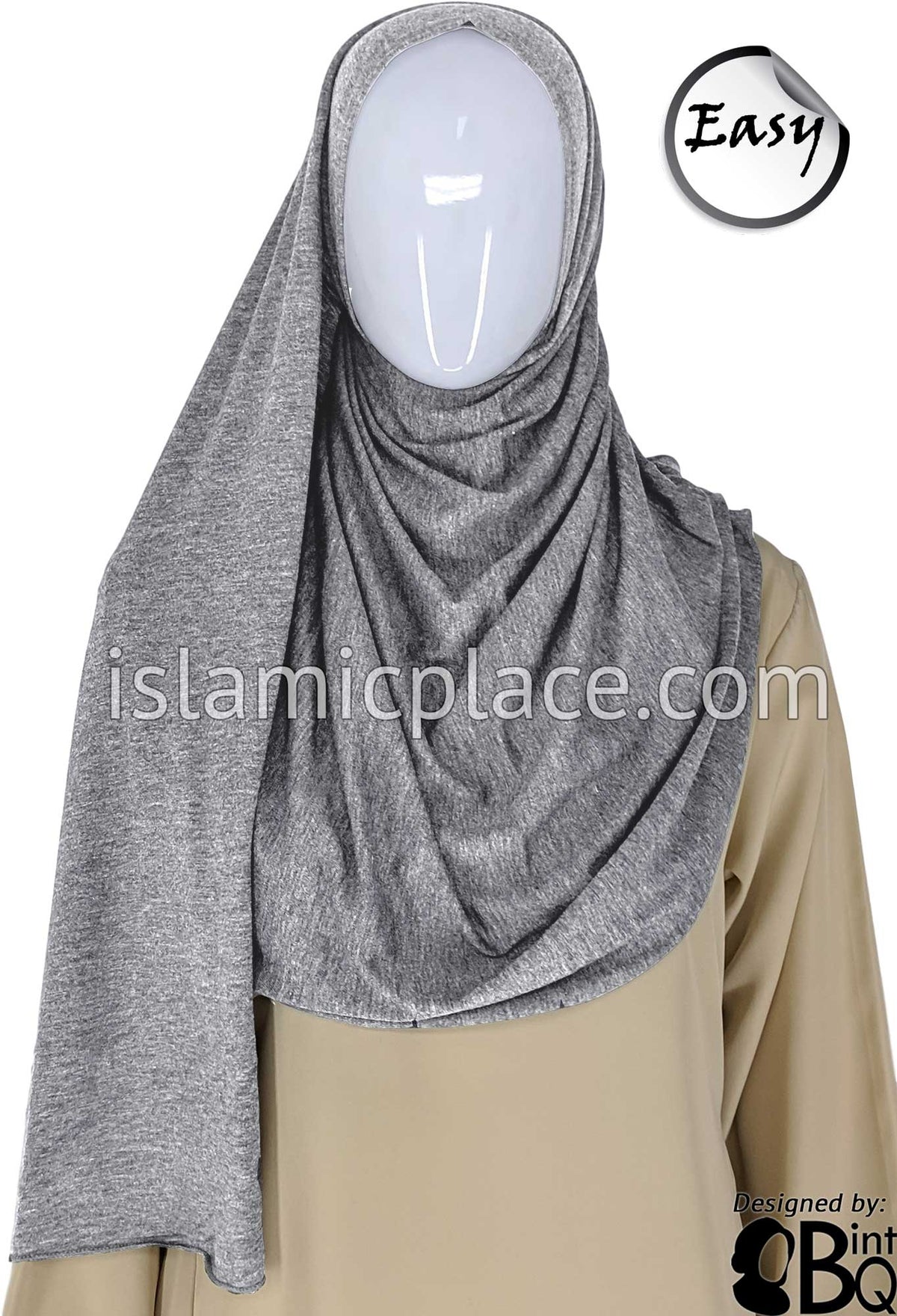 Light Heather Gray Plain - Easy Aisha Jersey Shayla Long Rectangle Hijab 30&quot;x70&quot;