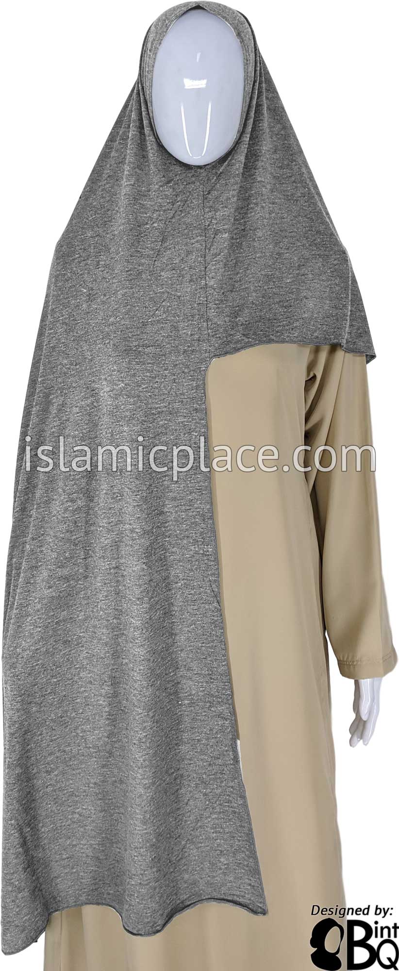 Light Heather Gray Plain - Easy Aisha Jersey Shayla Long Rectangle Hijab 30"x70"