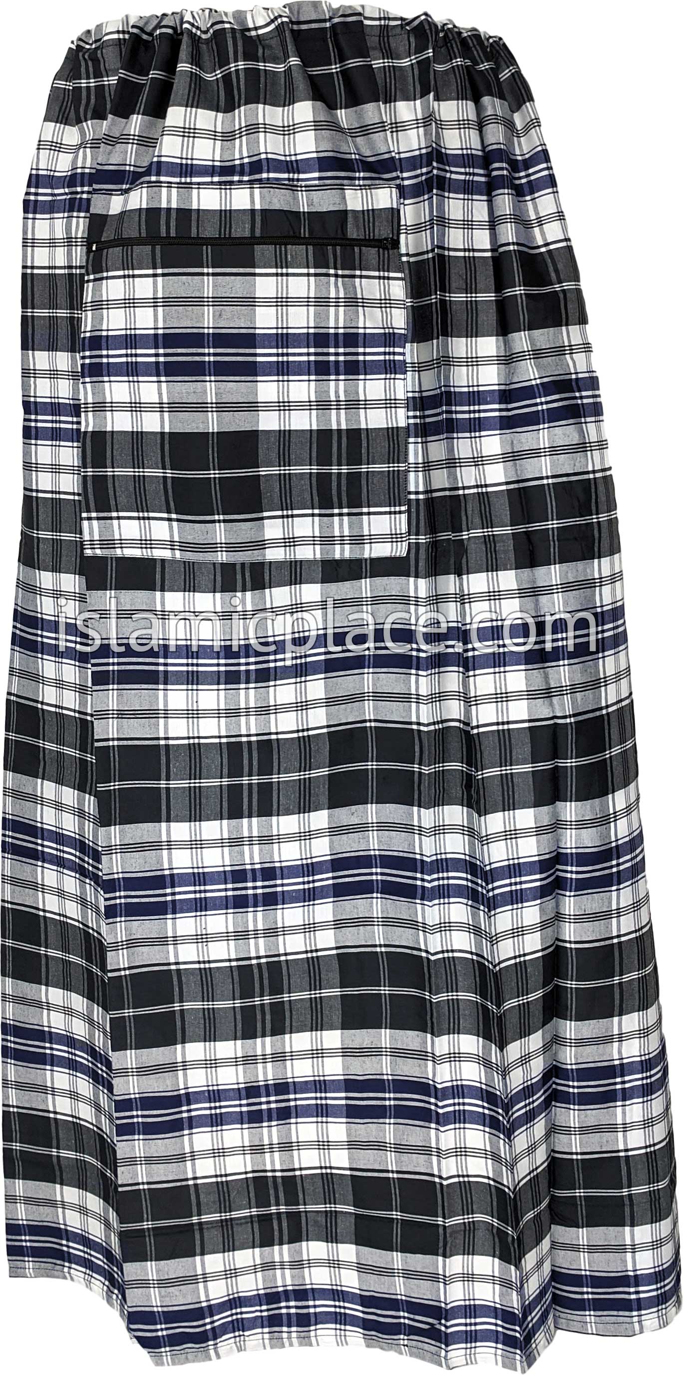 Black, White, and Navy Blue - Plaid Design Men Lungi Izar