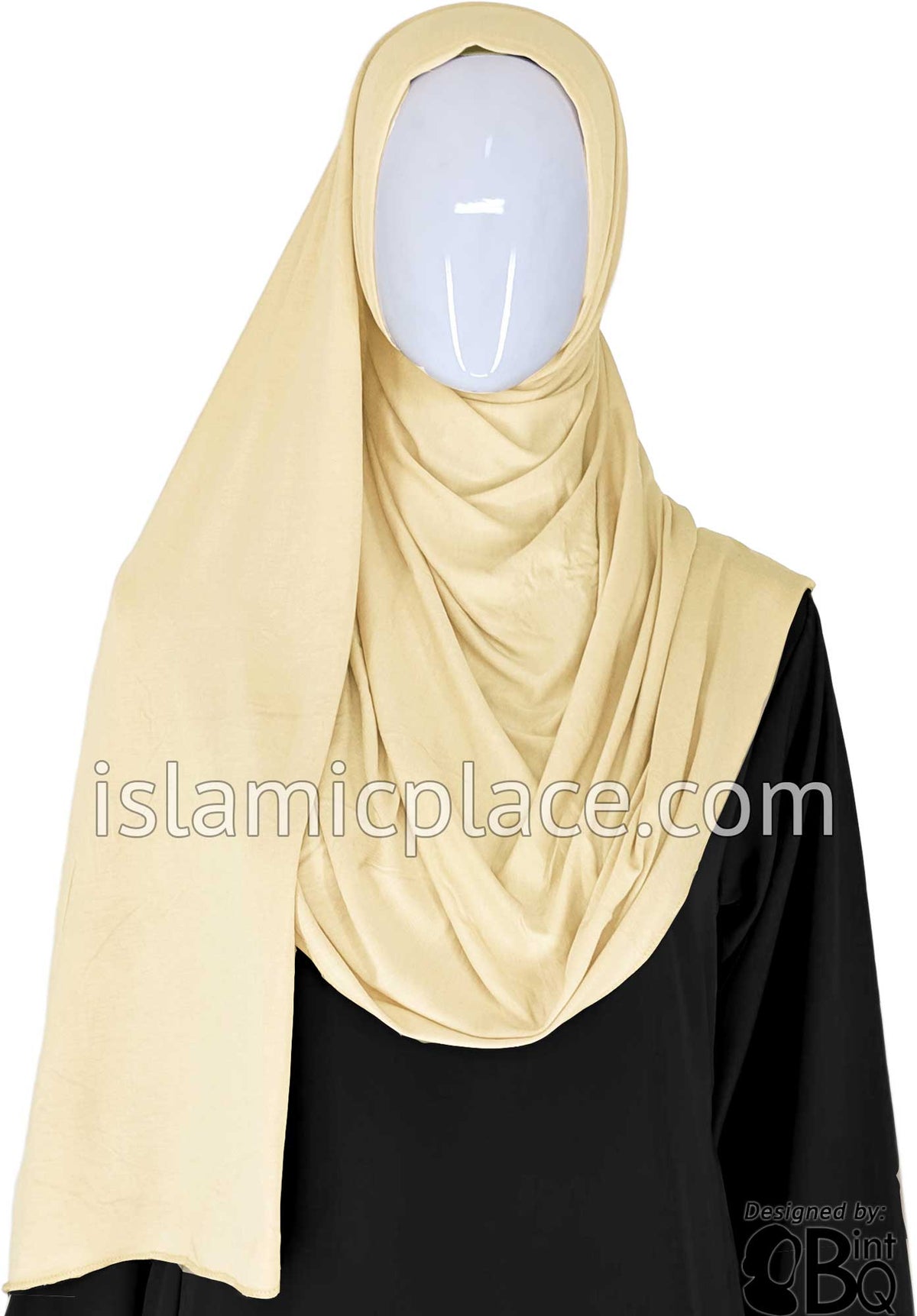 Cream Plain - Jamila Jersey Shayla Long Rectangle Hijab 30&quot;x70&quot;