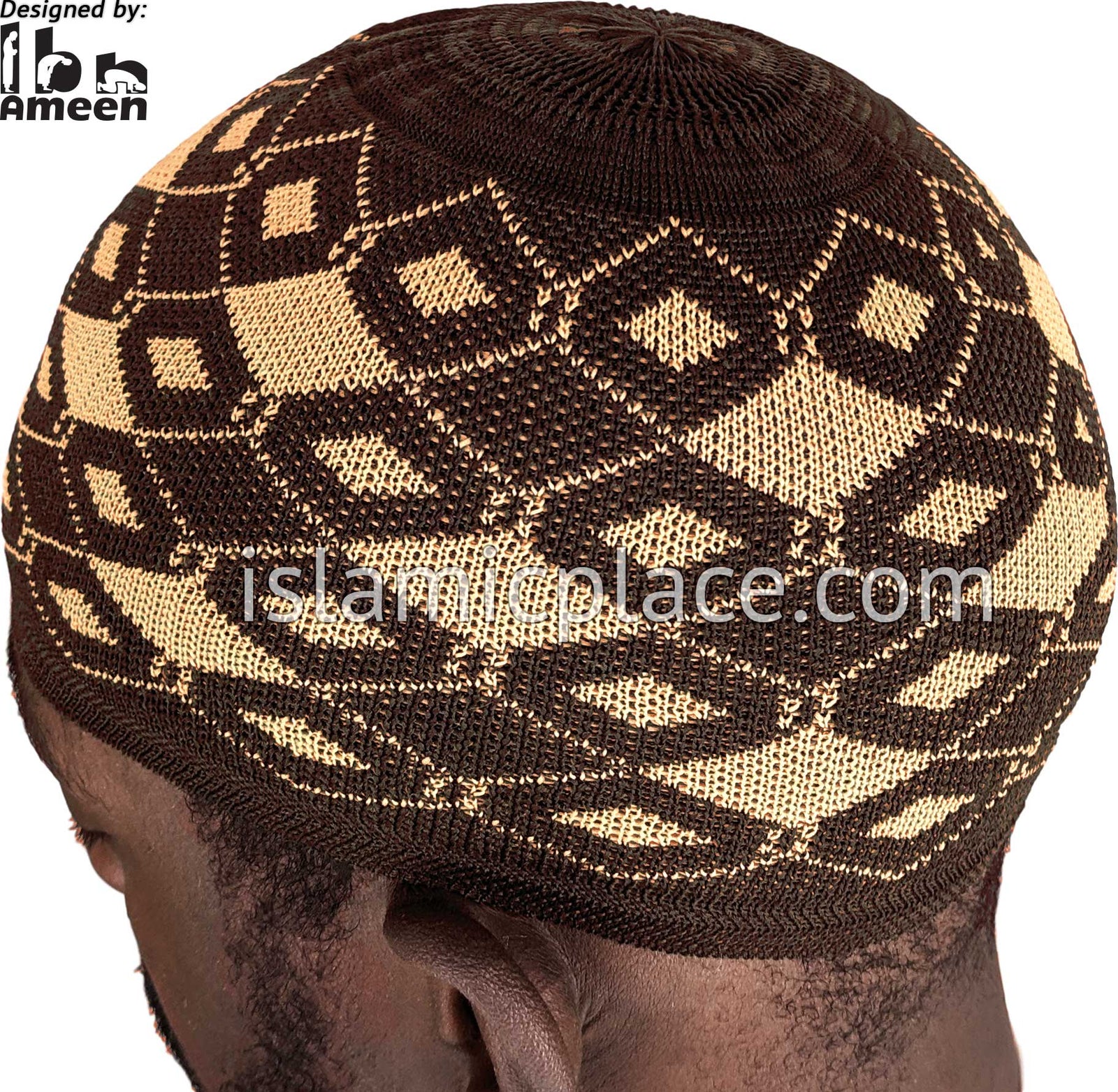 Brown and Khaki - Elastic Knitted Adnan Designer Kufi