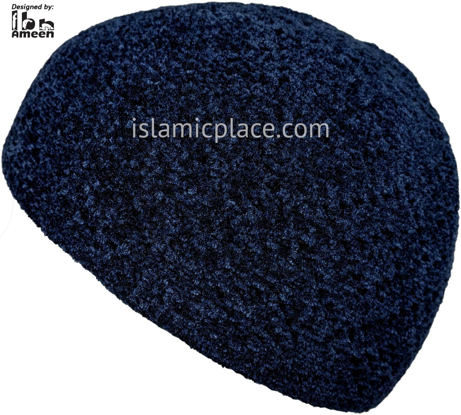 Navy Blue - Warm Chenille Knitted Bilal Designer Kufi