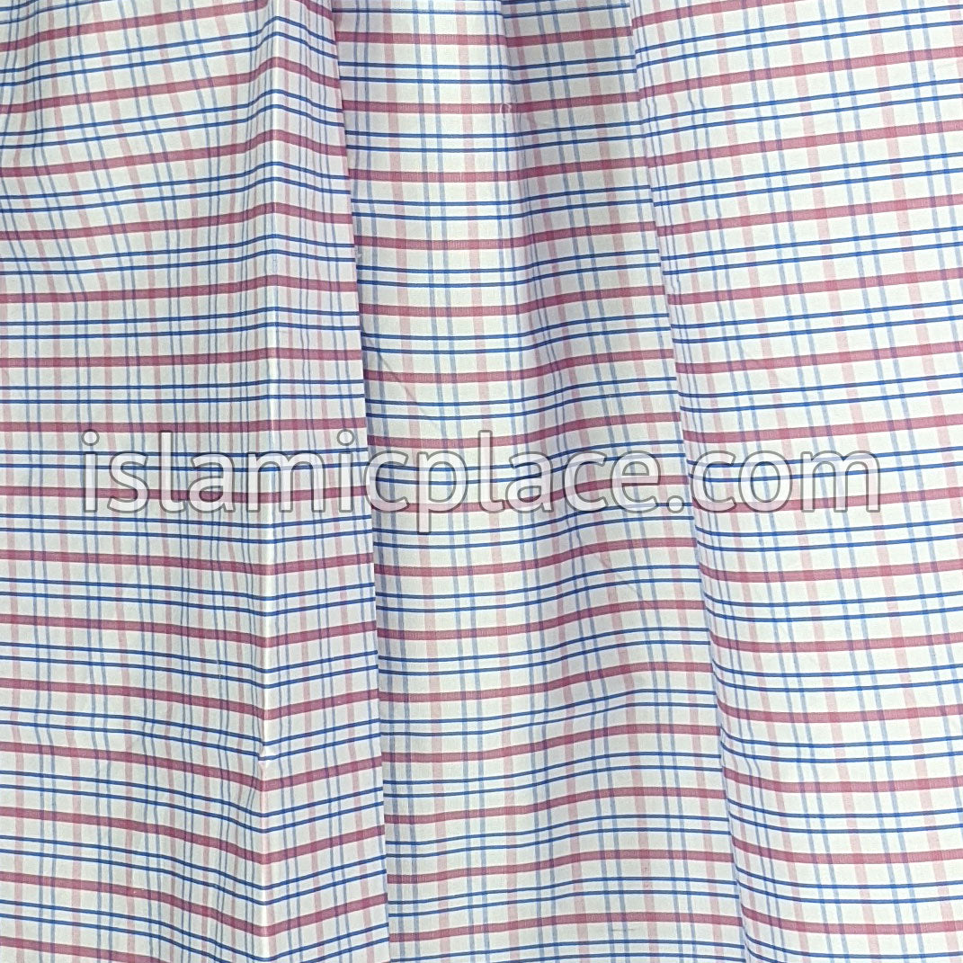 White, Red and Blue - Plaid Design Men Lungi Izar