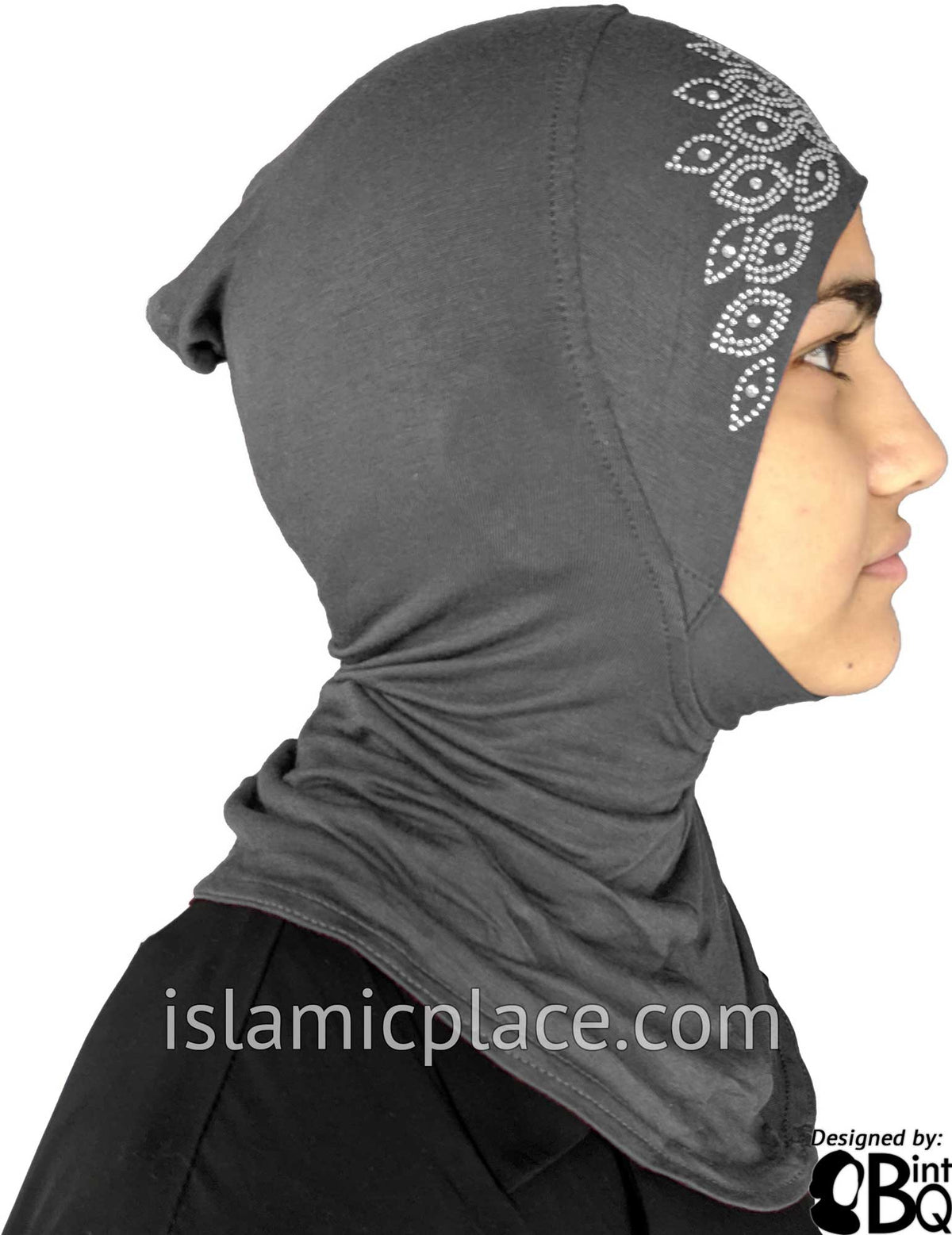 Charcoal Gray - Ninja Underscarf with Rhinestones