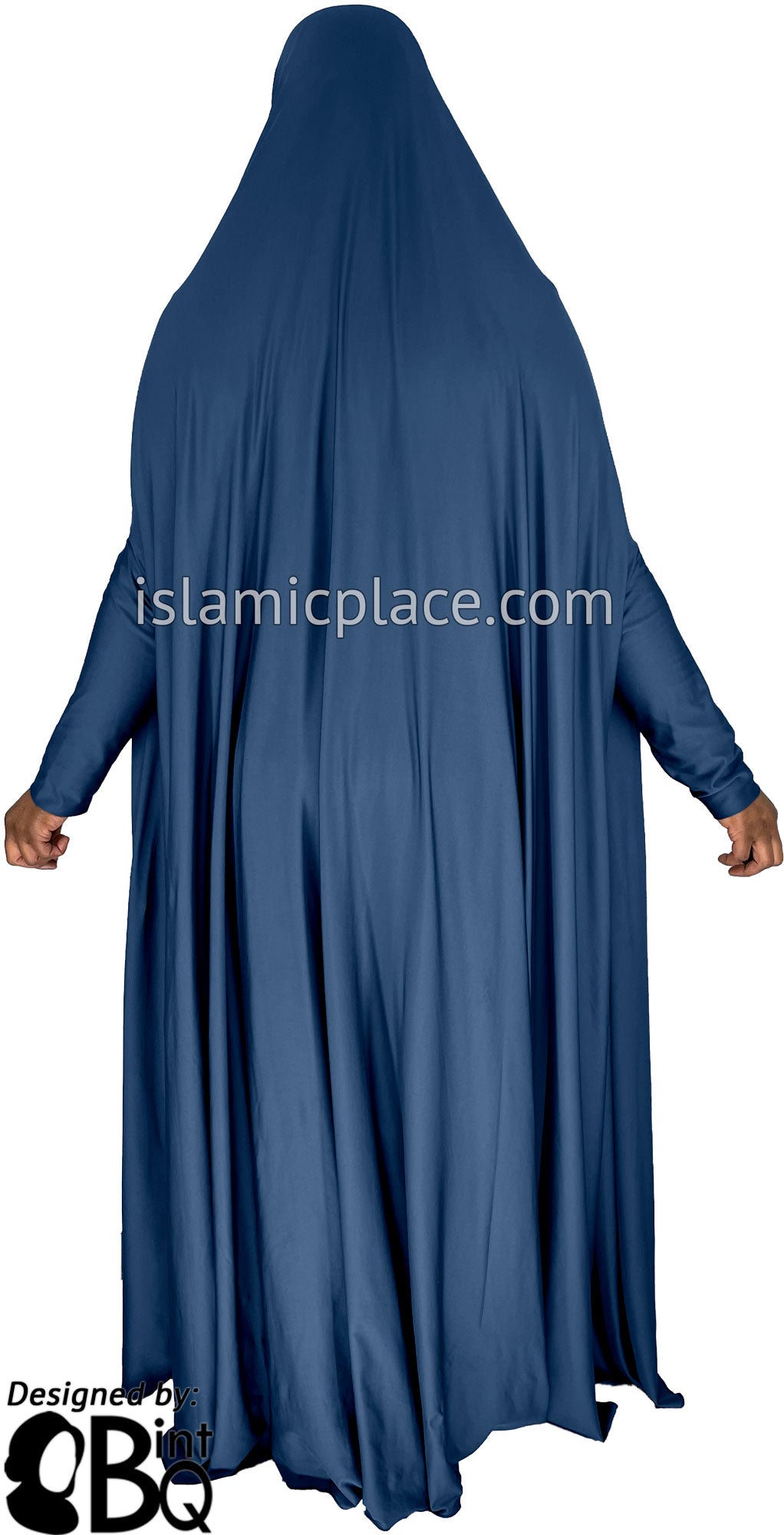 Denim Blue - Plain Overhead Abaya with Cuffs