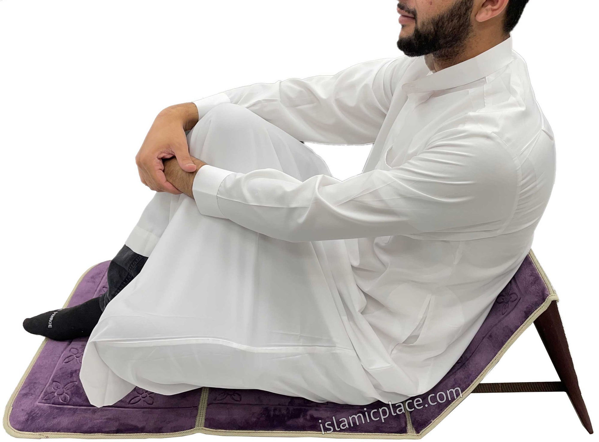 Purple - Back Rest Soft Padded Prayer Rug