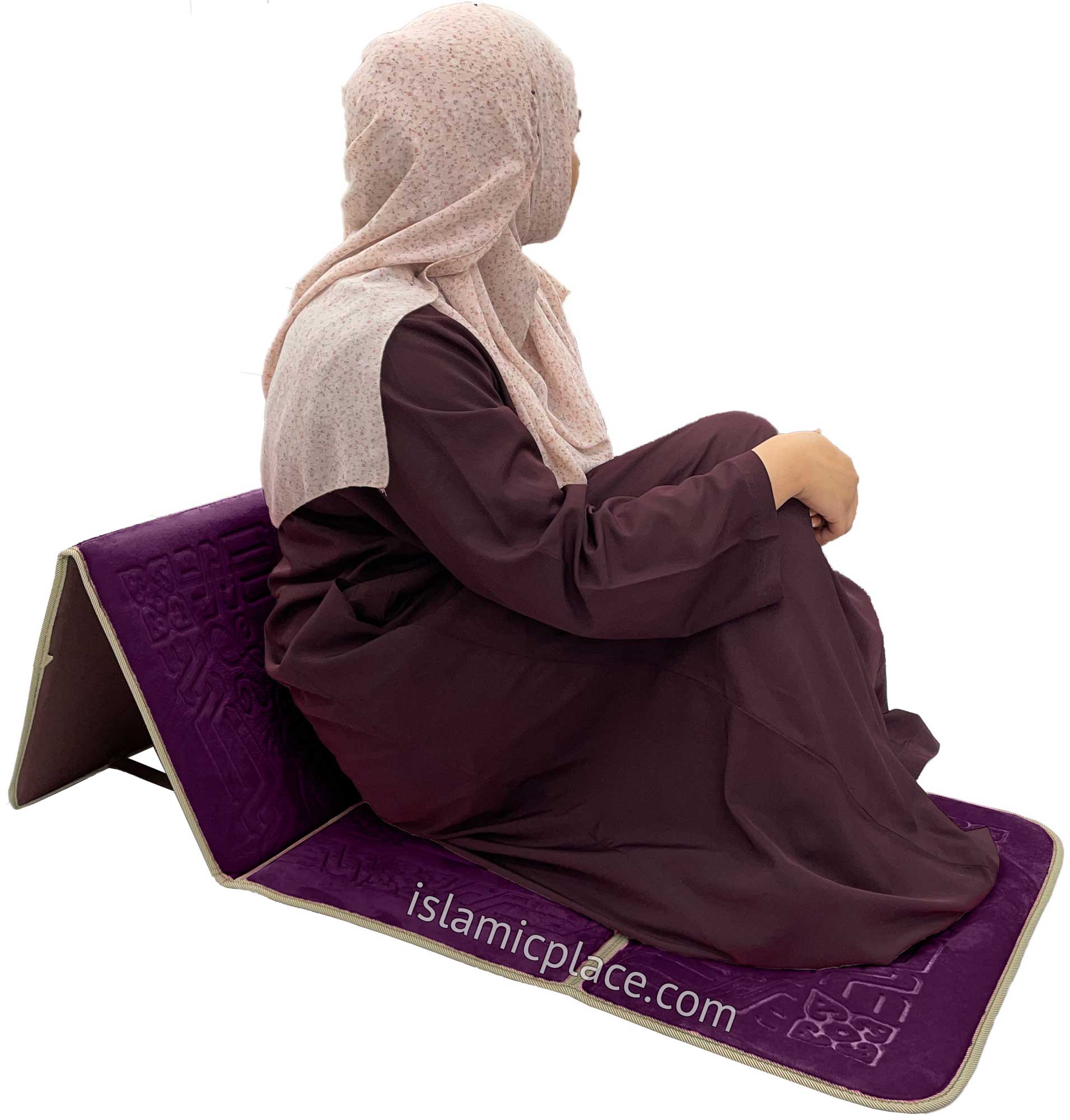 Plum - Back Rest Soft Padded Prayer Rug