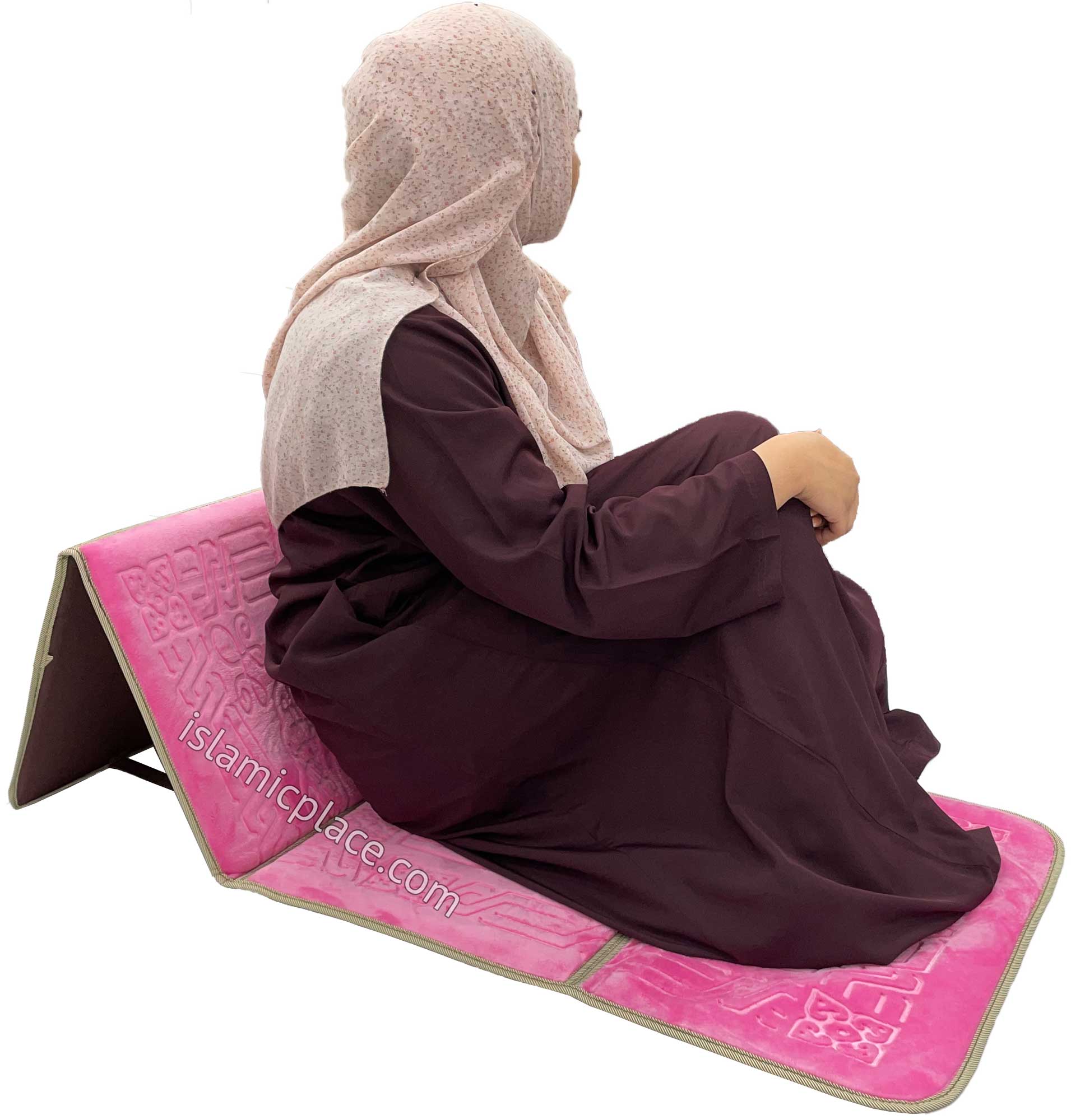 Pink - Back Rest Soft Padded Prayer Rug