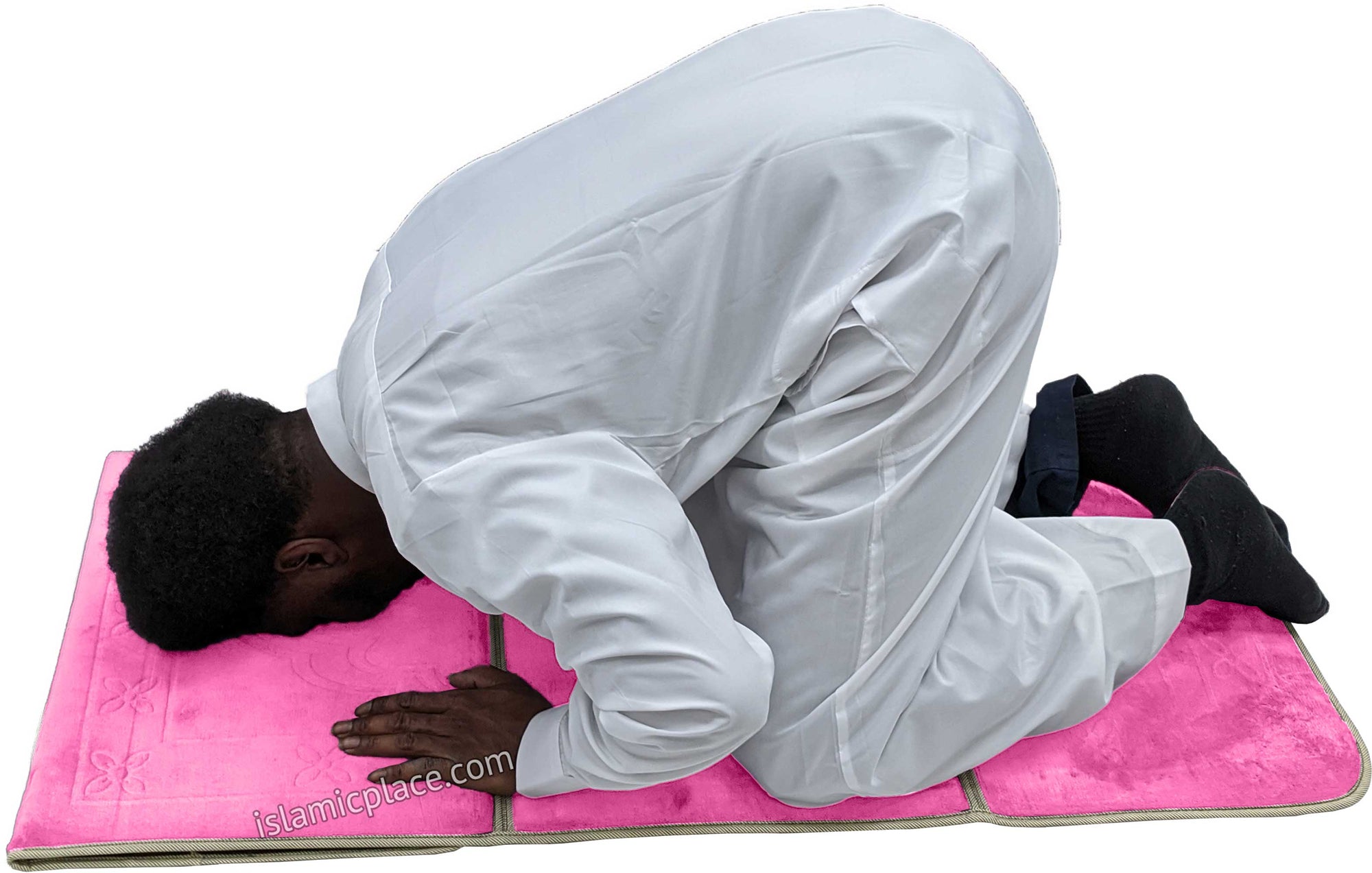 Pink - Back Rest Soft Padded Prayer Rug